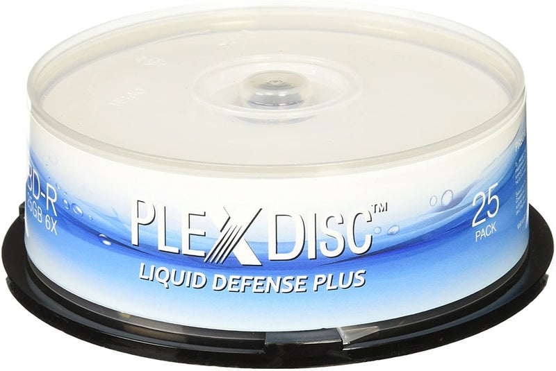 PlexDisc Water Resistant Glossy White Inkjet Printable BD-R 6x 25GB Blu-ray, 25 Disc Spindle - Image 1